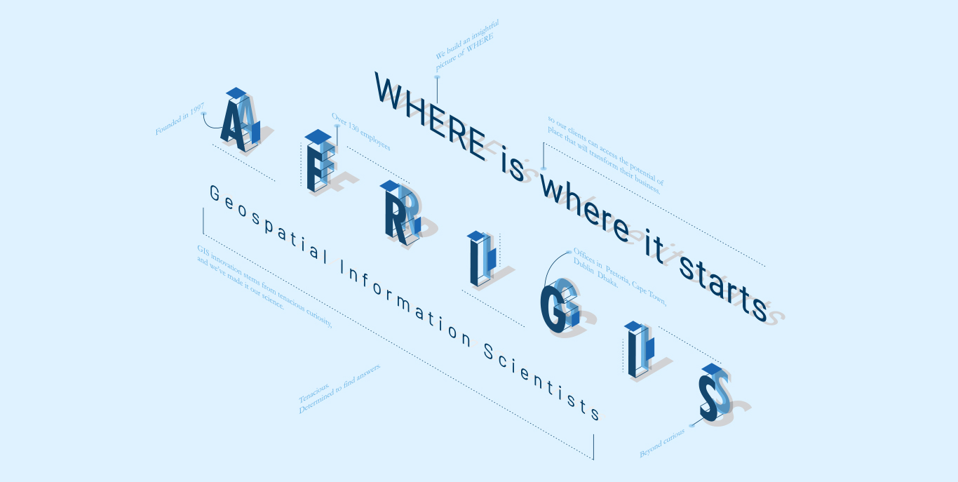 Bottom AfriGIS logo mark expanded in 3D