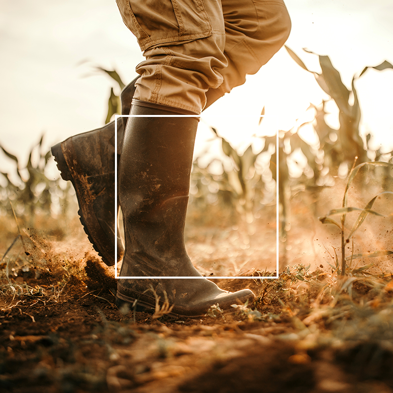 Walking through the field harvesting